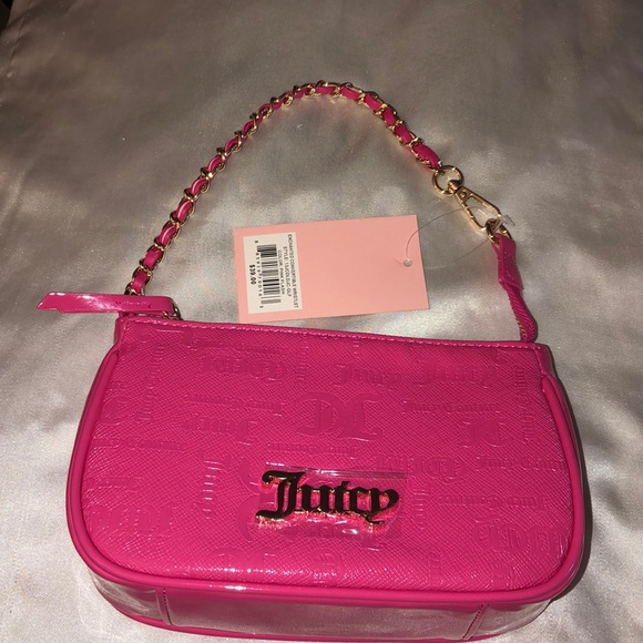 Juicy Couture Pink Flash Enchanted Convertible Faux Patent Leather Wristlet NWT - Picture 1 of 16